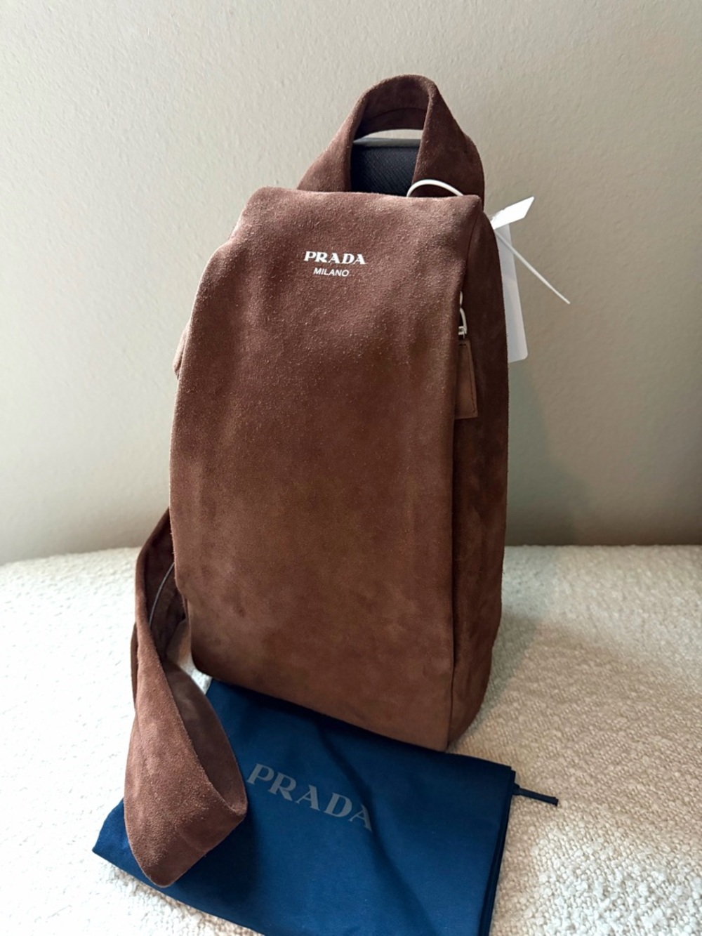 Prada Brown Suede Crossbody Sling Bag